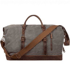 S-Zone 60L leather and canvas duffel bag gray